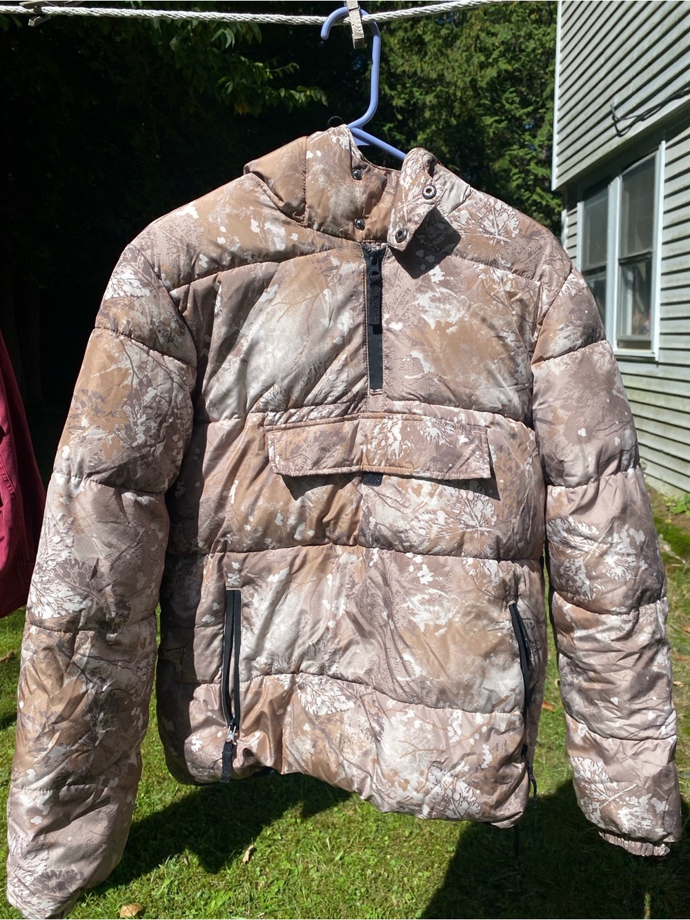 Youth Brown Camo Puffer Jacket - Insulated Pullover